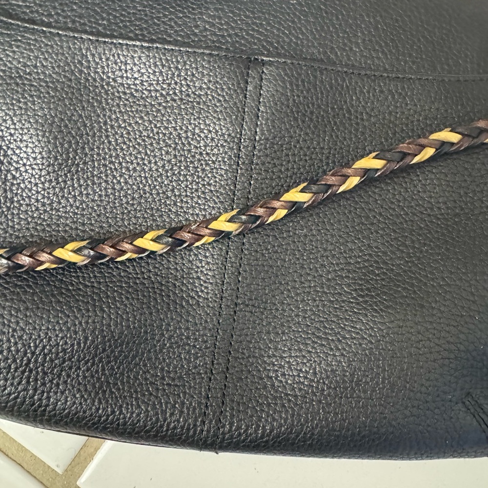 Brighton Genuine Leather Shoulder Bag with Woven Strap - Picture 4 of 7